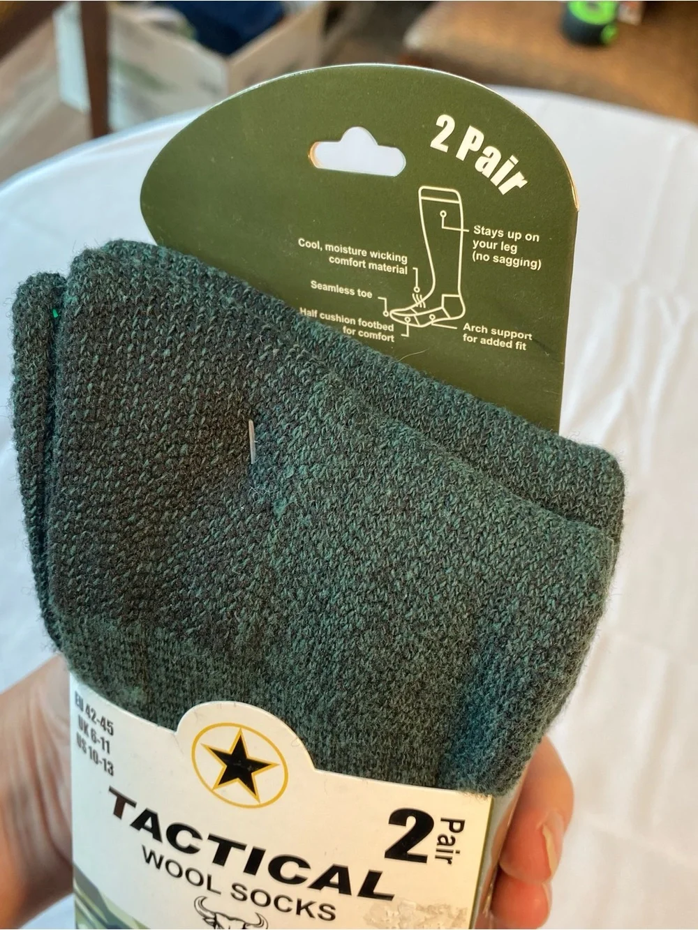 Tactical Wool Socks - Dark Green (2 Pair)